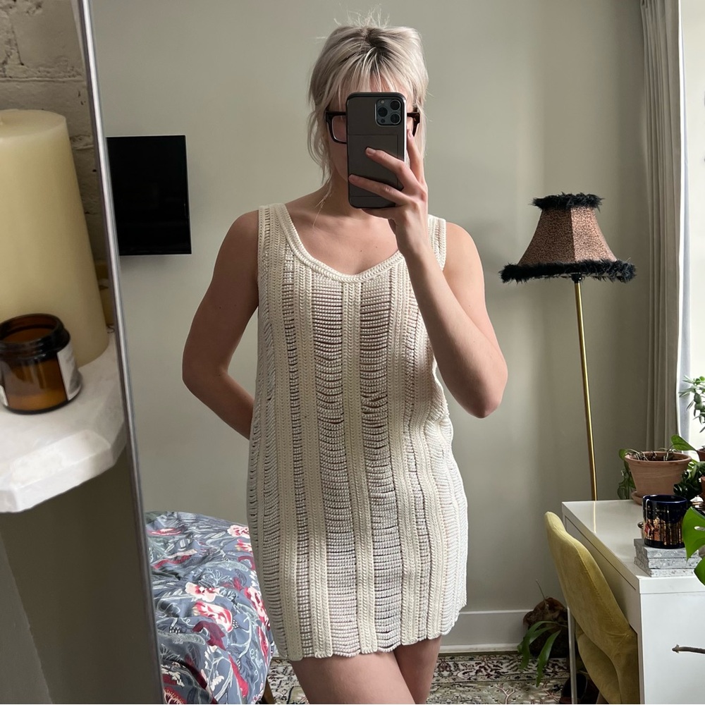 Cream Textured Knit Dress